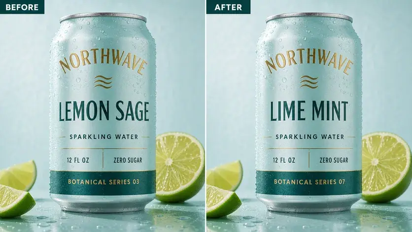 Image label before and after text is replaced in a similar style